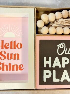 Hello Sunshine Pink Decorative Block Set